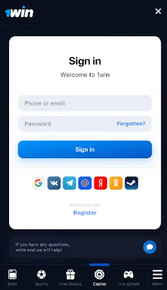 1win login process app