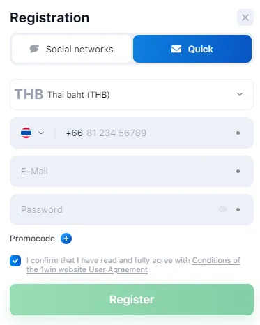 1win casino registration Thailand